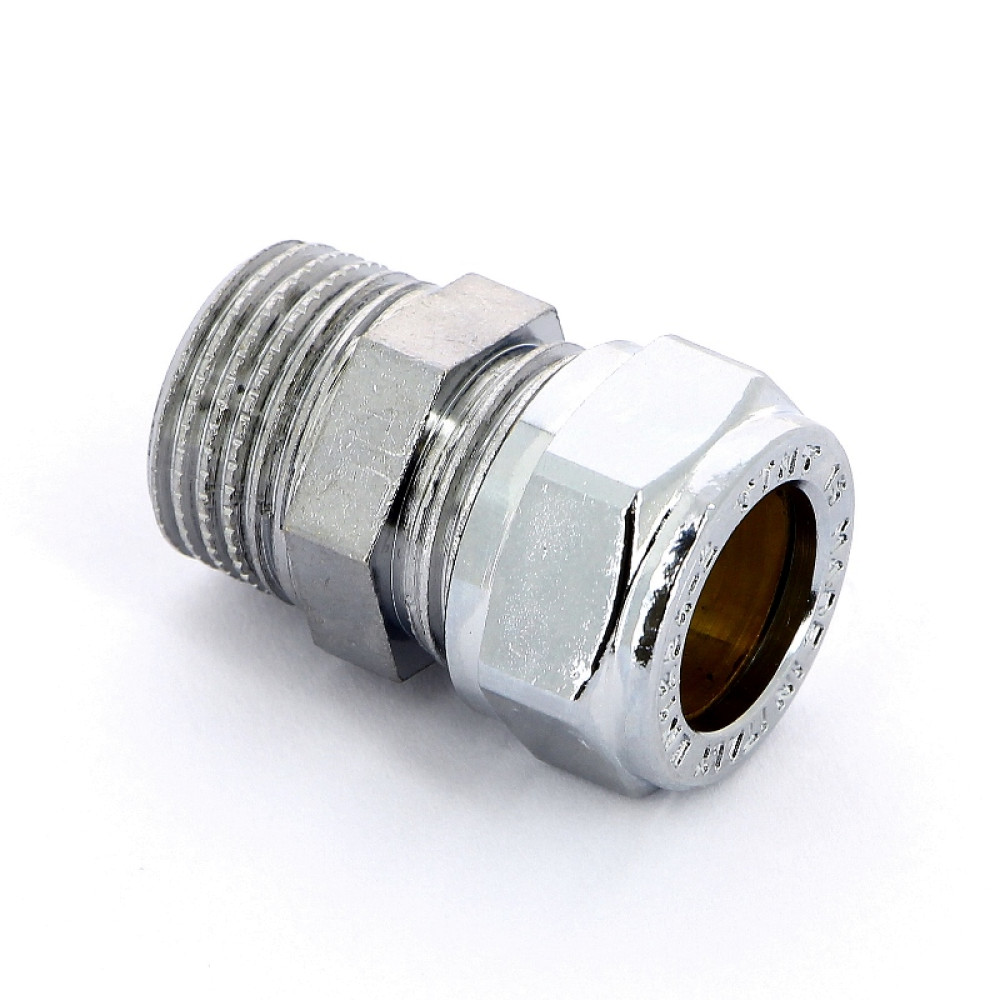 соединение-обжим 15*1/2 хром с наружной резьбой