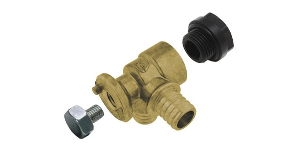 отвод фиксируемый с заглушкой 14*2,0*1/2 латунный